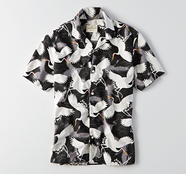 American Eagle Men's Chinoiserie Printed Shirt