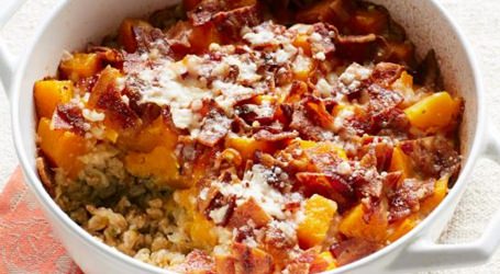 Baked Farro with Bacon and Butternut Squash recipe