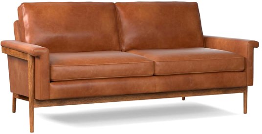 West Elm Leather and Wood Loveseat