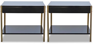 Design Freres Lacquer and Brass Nightstands