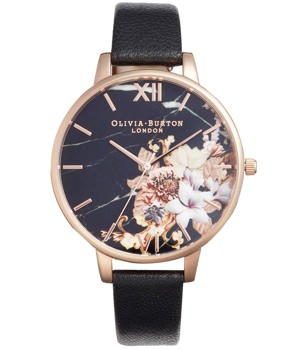 Oliva Burton Marble and Rose Gold Watch