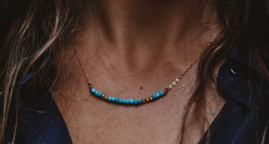 Julia Szendrei Turquoise Morse Code Love Necklace