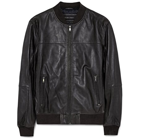 Zara Leather Bomber Jacket