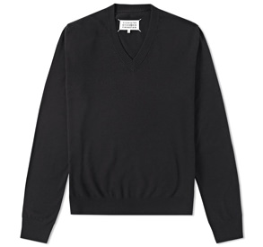 Maison Margiela Cotton and Wool Compass V-Neck Sweater