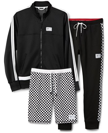 GapFit x Ovadia+ track jacket, checker print joggers and shorts