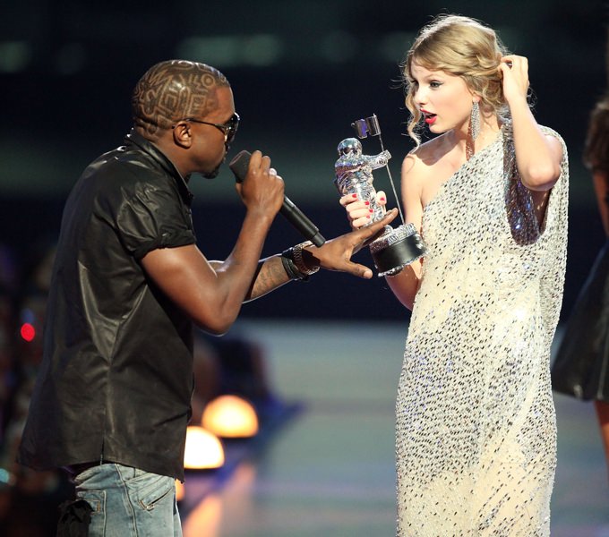 Kanye West interrupting Taylor Swift at the MTV VMA awards in 2009