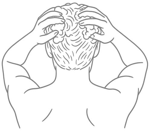 Man massaging scalp illustration