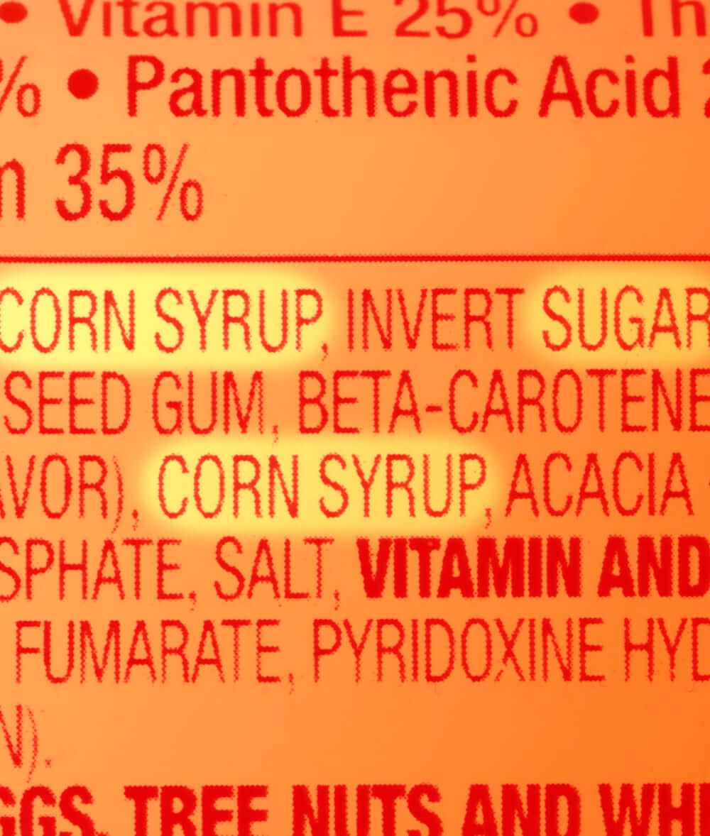 Sugar on a nutrition label