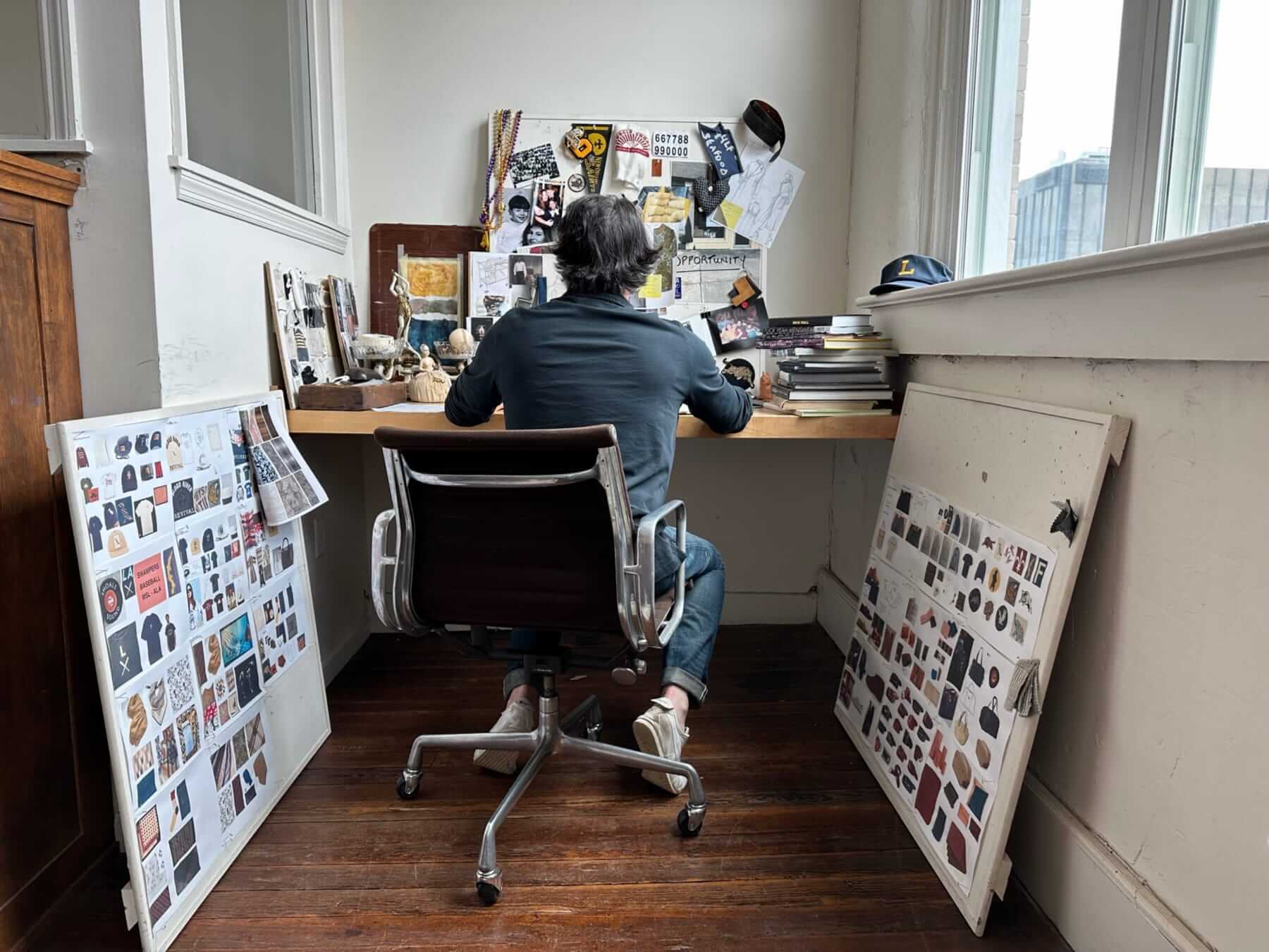 Work desk of Billy Reid designer and founder