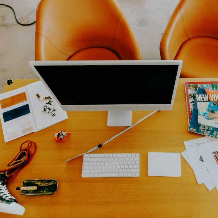 Work desk of Chris Echevarria Blackstock & Weber founder and creative director