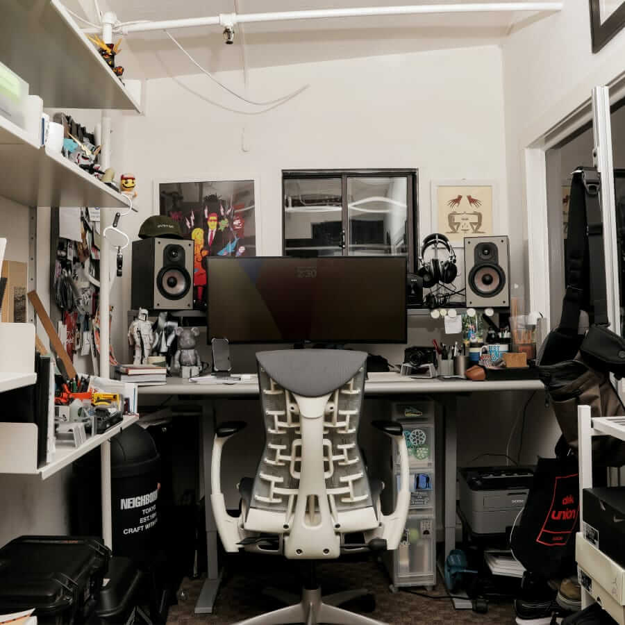 Work desk of Richard Liu DSPTCH founder