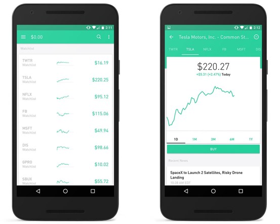 Robinhood for iOS and Android