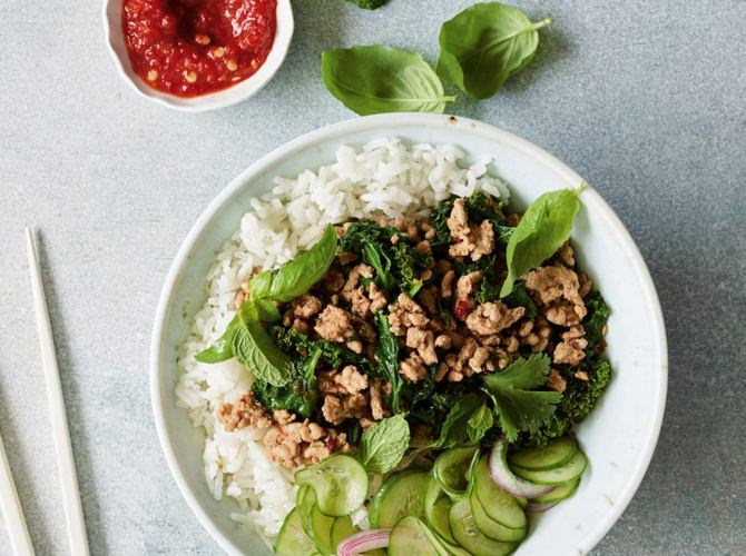 Chicken Larb With Coconut Rice Bowl recipe