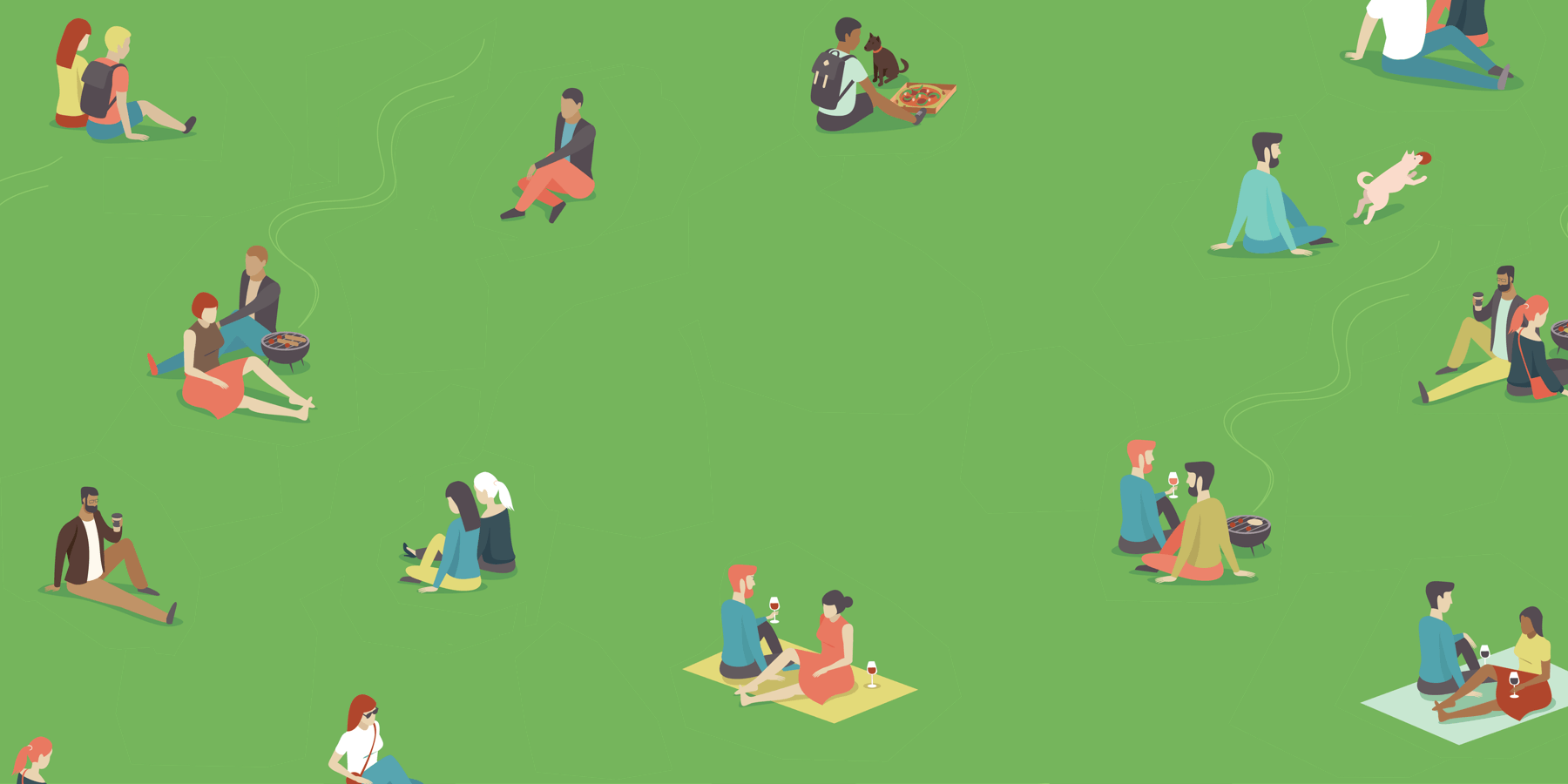 Outdoor drinking in the park illustration