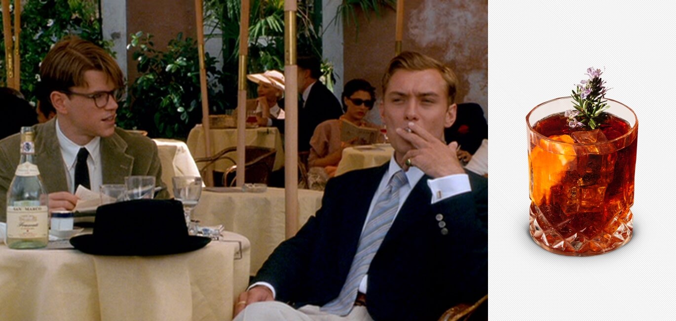 The Talented Mr. Ripley movie and a mezcal negroni cocktail