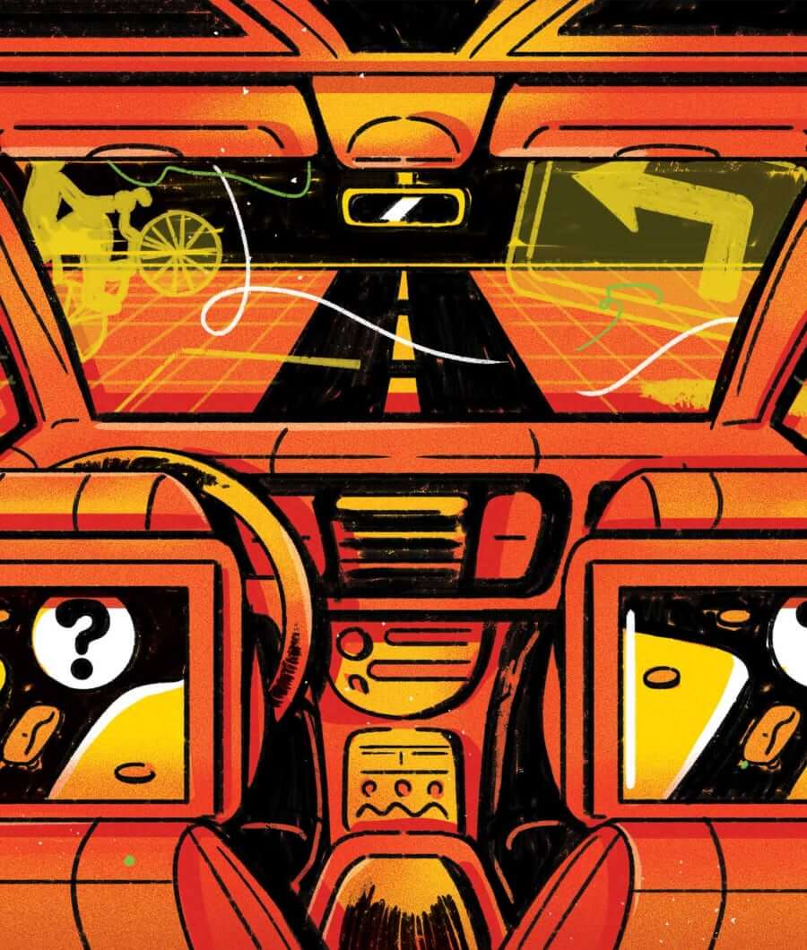 Autonomous vehicle interior illustration