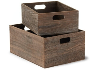 The Container Store Feathergrain Wooden Bins