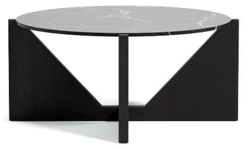 Crate & Barrel Marble and ebonized oak coffee table