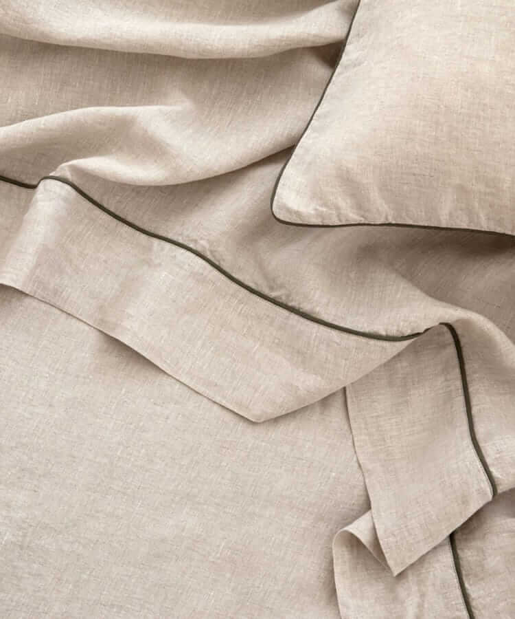 cultiver piped linen sheet set