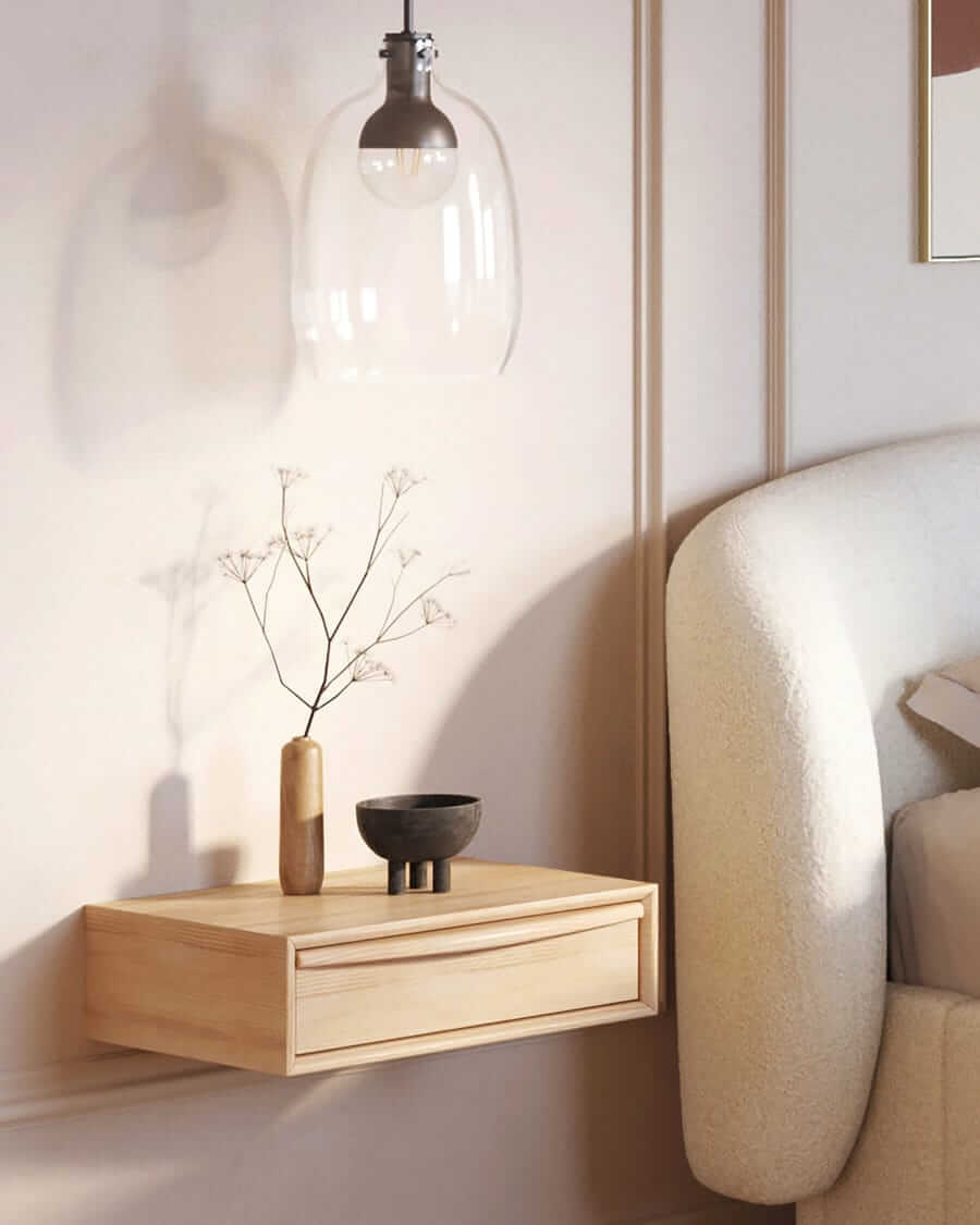 article lenia white oak floating nightstand