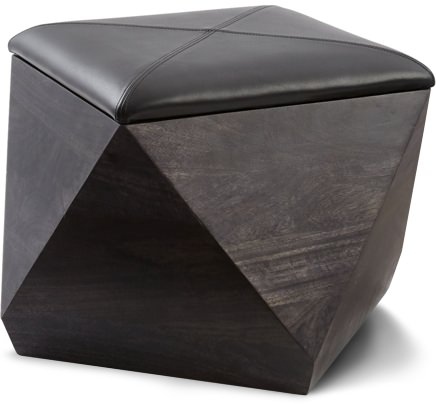 CB2 Wood and Leather Storage Ottoman