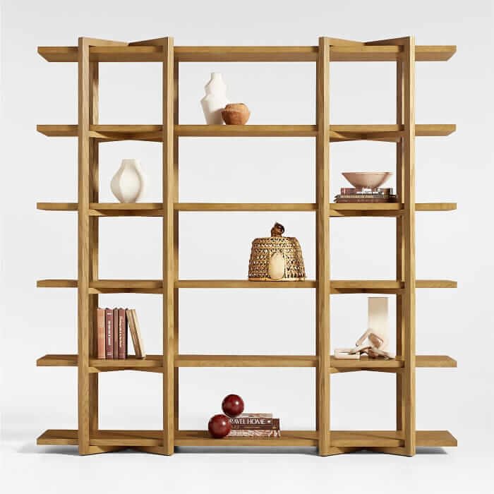 Crate & Barrel Oak open bookcase