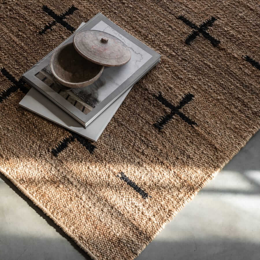 nordic knots jute cross rug