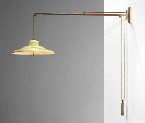 Arredoluce-style extendable pulley lamp