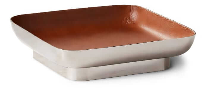 CB2 Stainless steel and leather tray