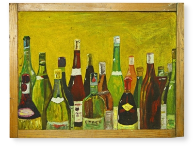 Vintage Wine Bottle Painting