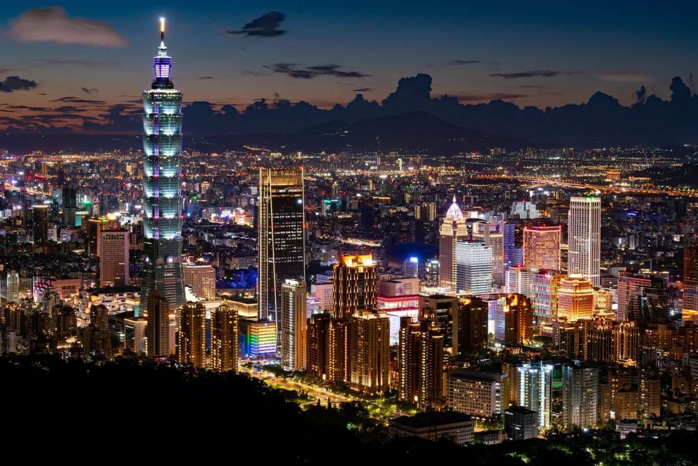 Taipei City skyline at night