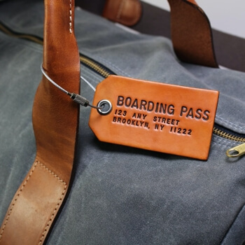 Boarding Pass Custom-Stamped Leather Luggage Tags