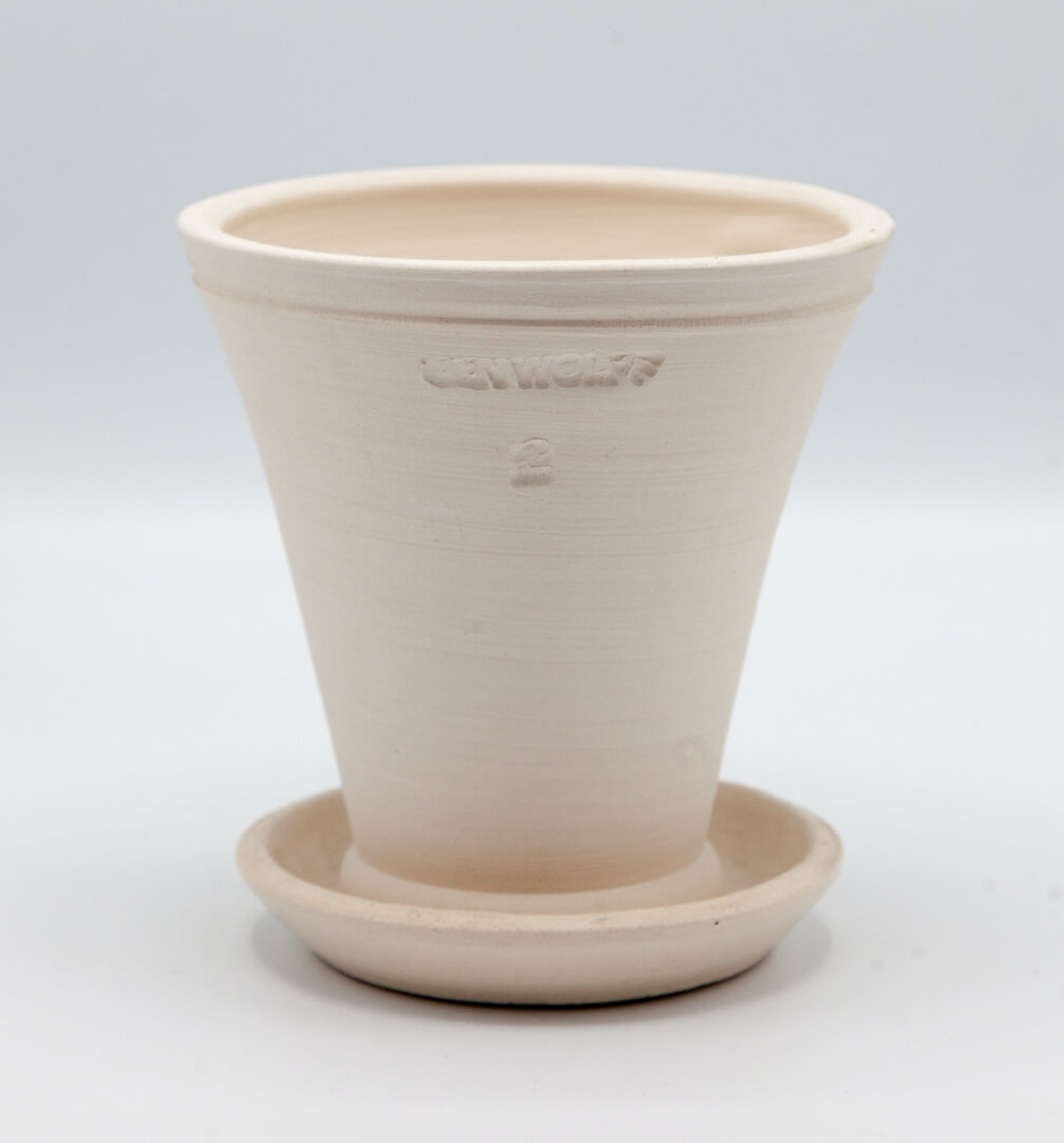 Ben Wolf White Clay Footed Pot with Saucer