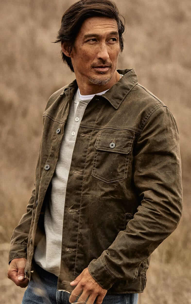 Flint and Tinder Flannel-Lined Waxed Trucker Jacket