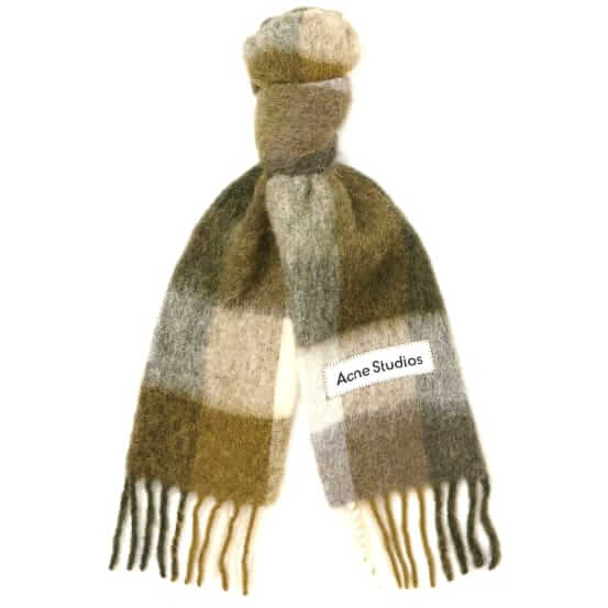 Acne Studios Fringed checked knitted scarf