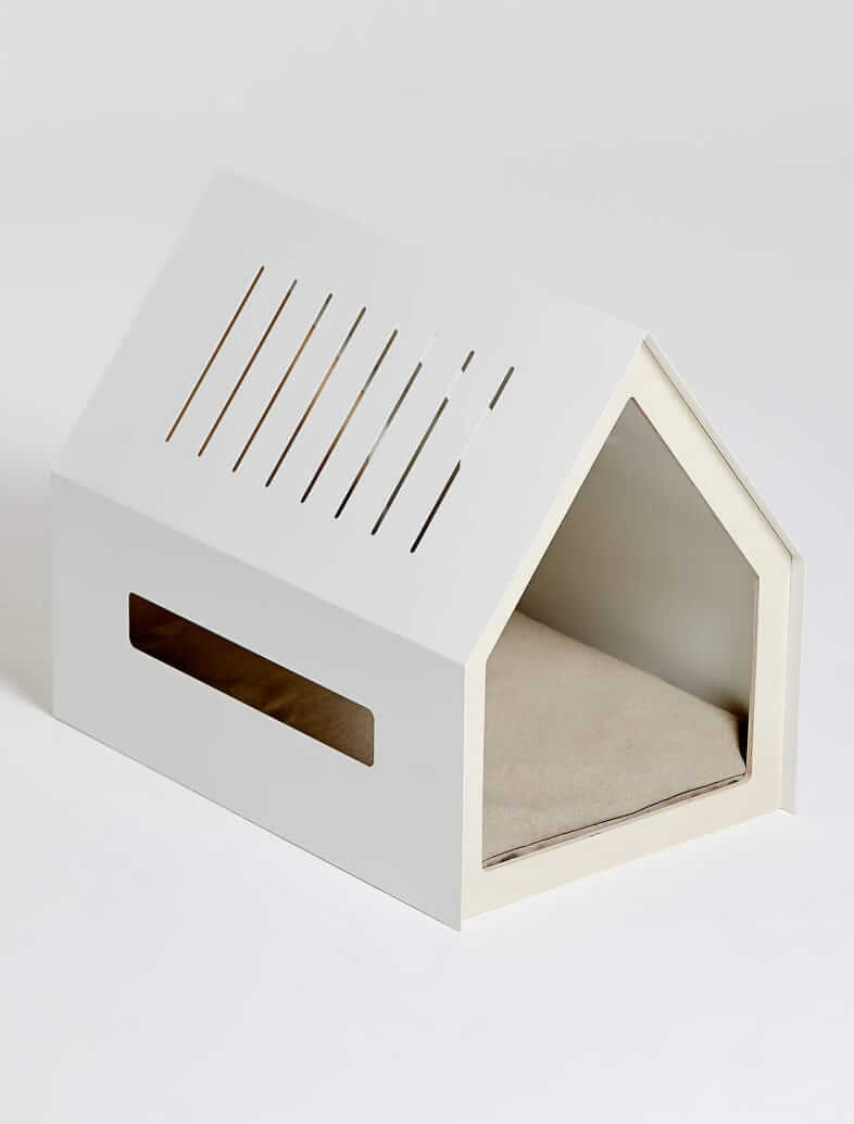 Crate & Barrel Steel and birch pet house