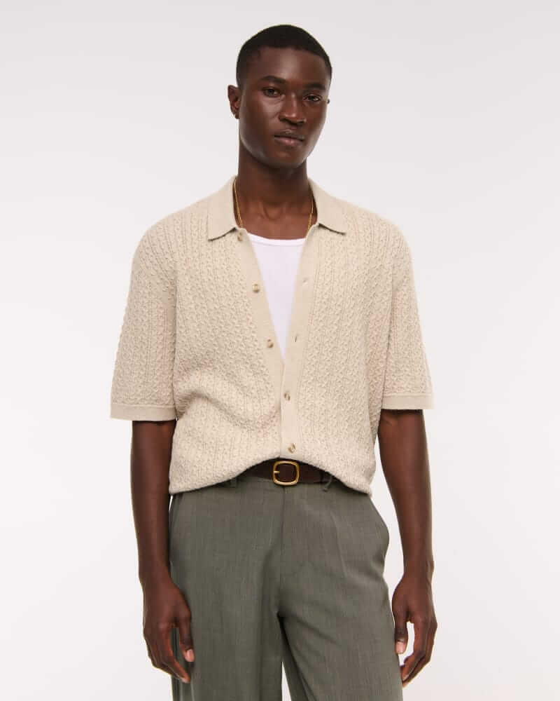 abercrombie & fitch button-through sweater polo