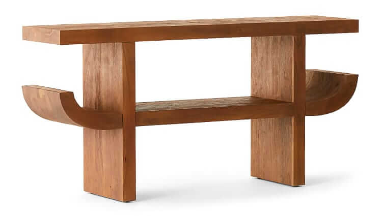 cb2 pagoda acacia wood console