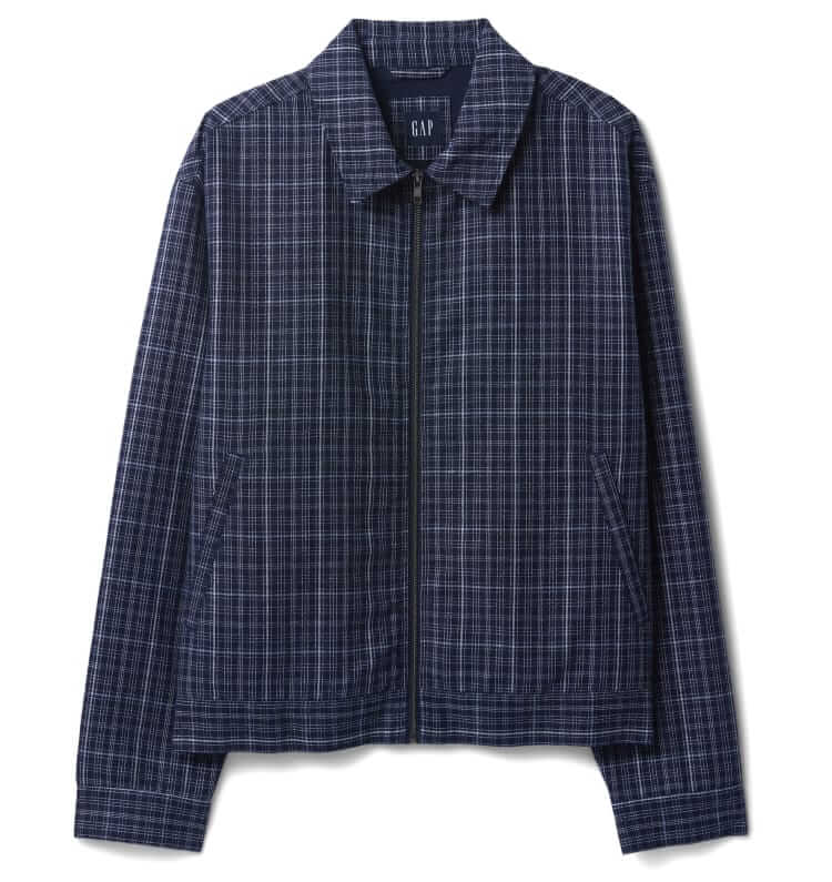 gap cotton-linen plaid jacket