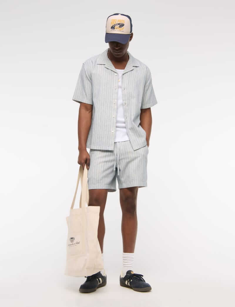 abercrombie & fitch camp collar summer linen-blend shirt