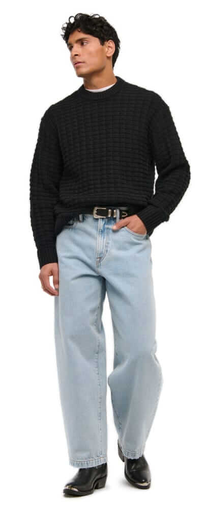 abercrombie and fitch checkered knit crewneck