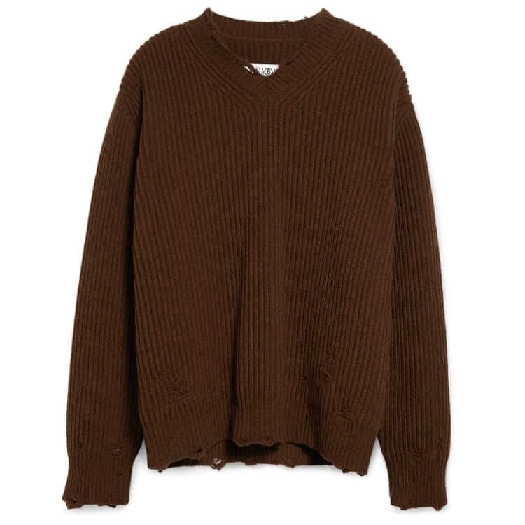 mm6 maison margiela distressed wool sweater