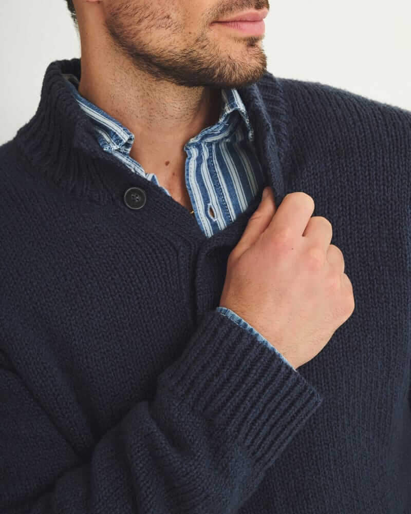 naadam chunky cotton button-down sweater