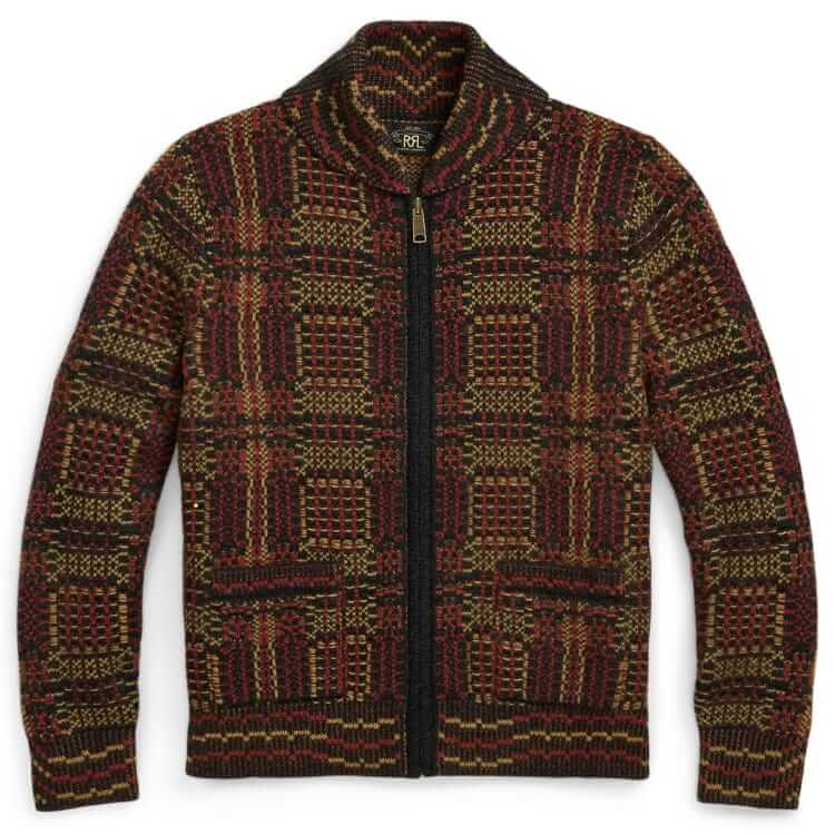 rrl shawl-collar zip cardigan
