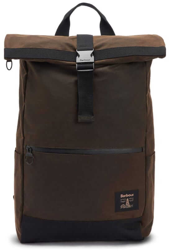 barbour field roll-top waxed backpack
