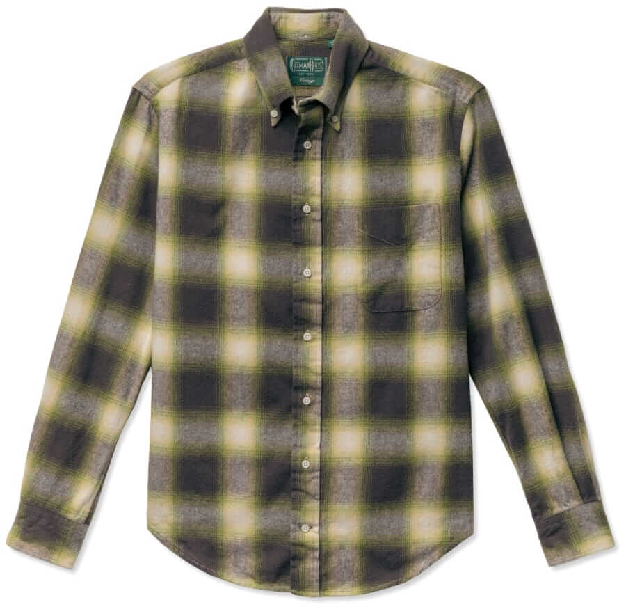 Gitman Bros. Vintage Green shaggy shadow plaid shirt