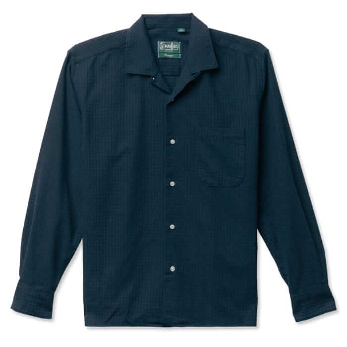 Gitman Bros. Vintage Navy waffle dobby camp shirt