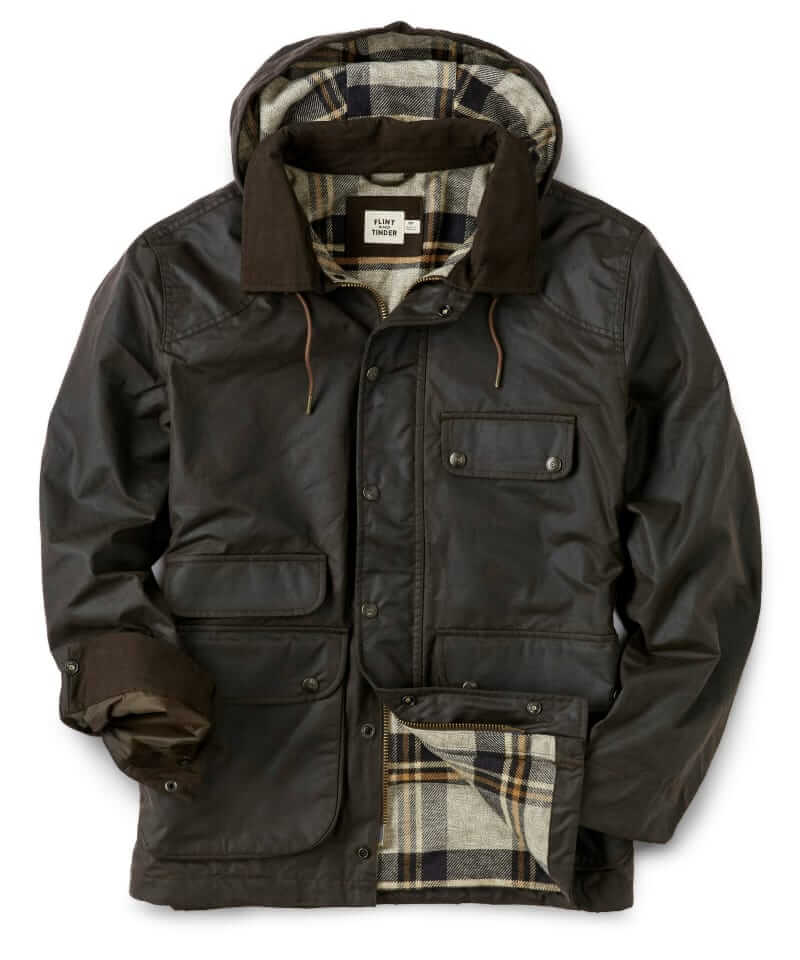 Flint and Tinder Flannel-lined waxed jacket