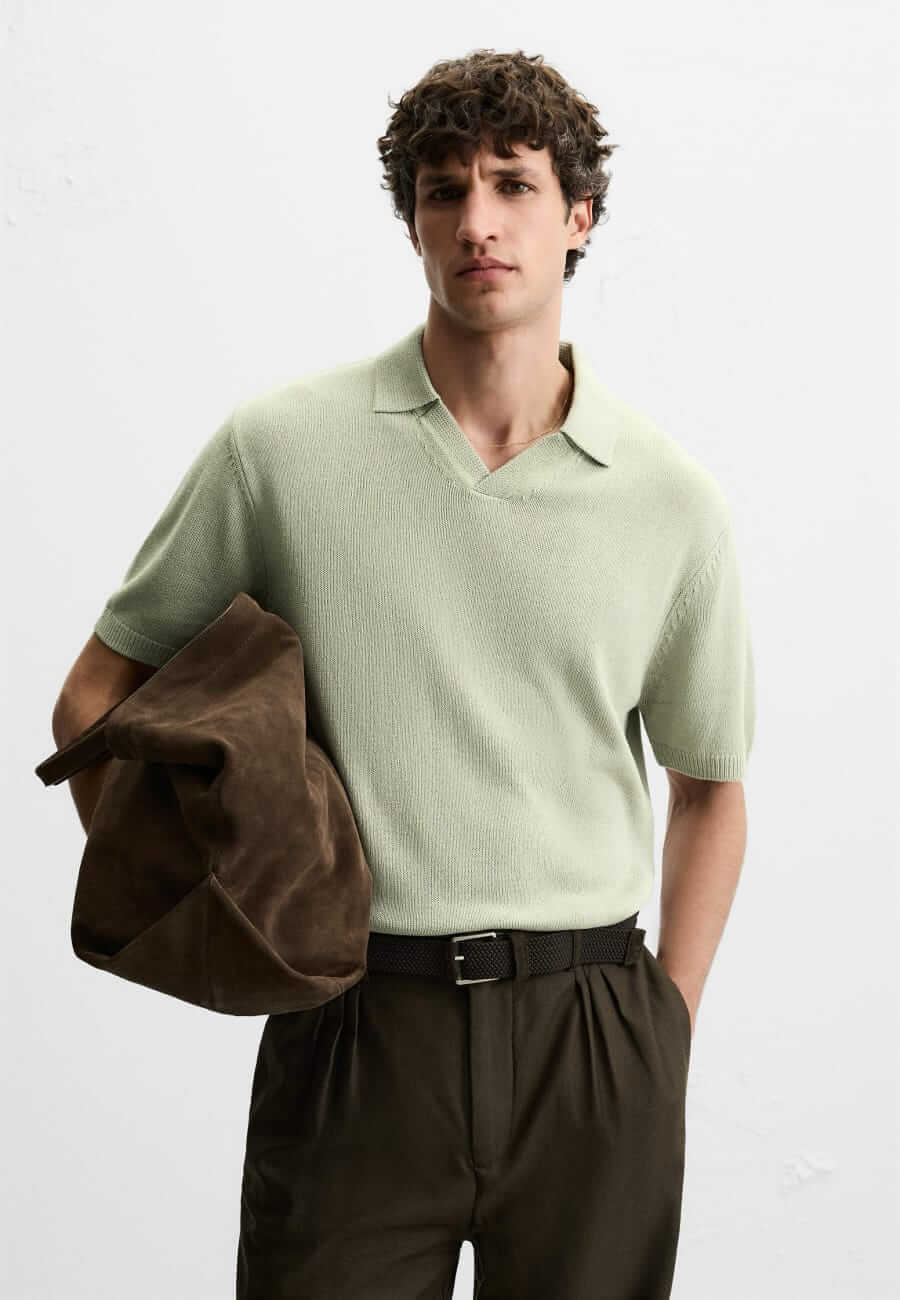 zara linen knit polo