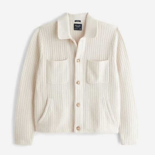 Abercrombie & Fitch cropped stitched sweater shirt jacket